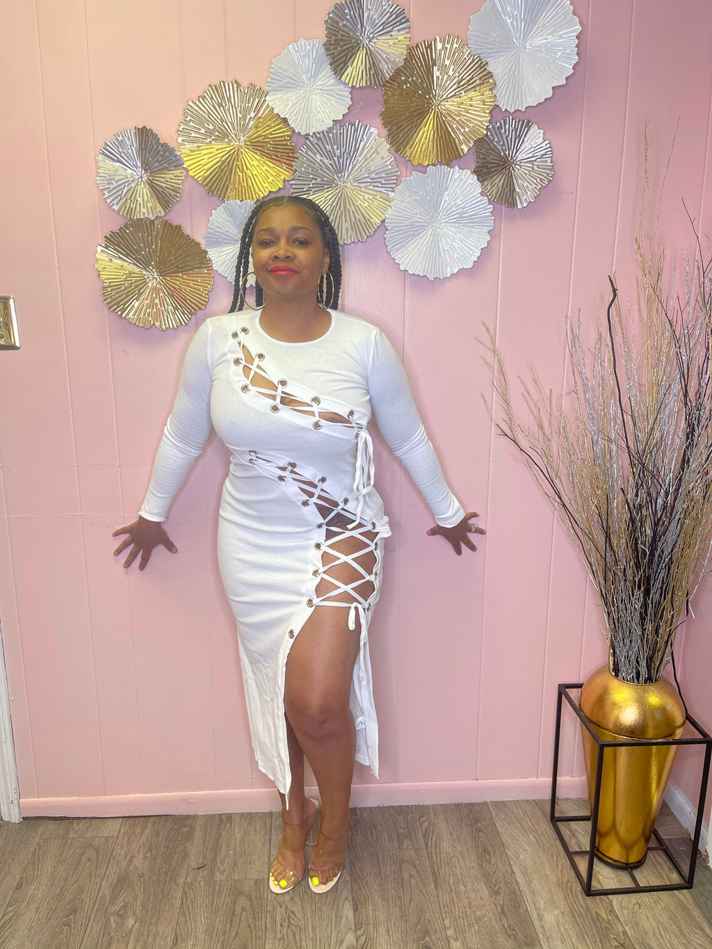 Pretty Oasis Lace Up Bodycon Dress see